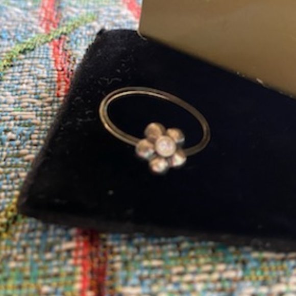 VINTAGE * Avon STERLING SILVER Illusion (Floating) FLOWER Finger or Toe RING * S - Picture 2 of 8